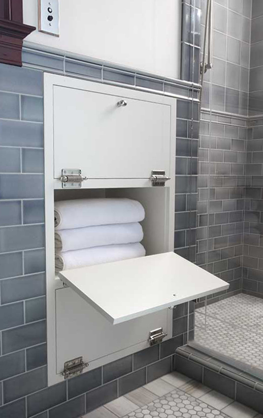 heather grey subway tile on wall in bathroom and shower