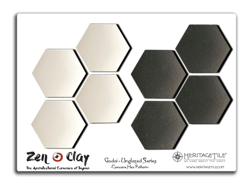 Sample Card - Godai Unglazed Concave Hex (White and Black)